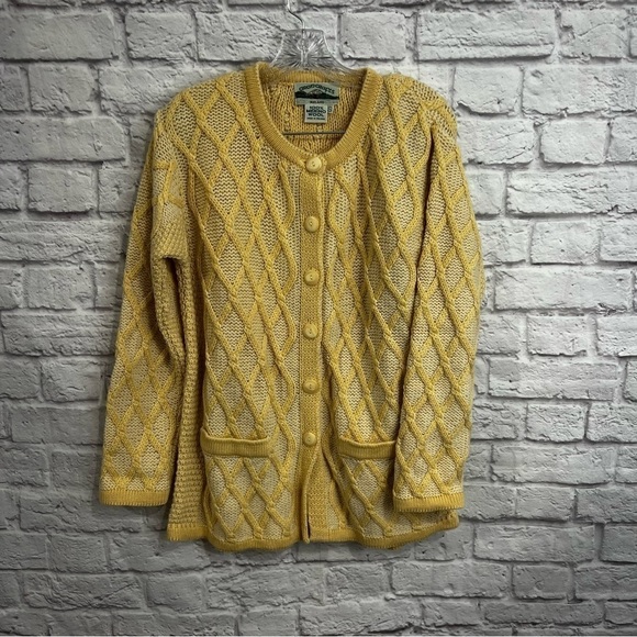 Vintage Aran Crafts merino wool fisherman Irish cardigan sweater women’s small - Picture 2 of 8